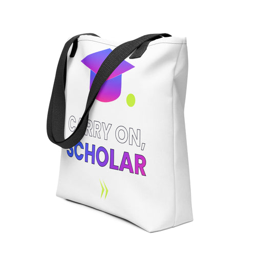 Carry On, Scholar Canvas Tote Bag — TrendChase gradient design on dark navy