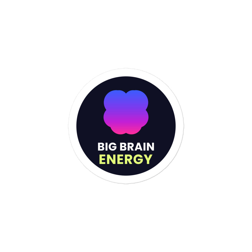 Big Brain Energy Kiss-Cut Sticker — TrendChase gradient design on dark navy