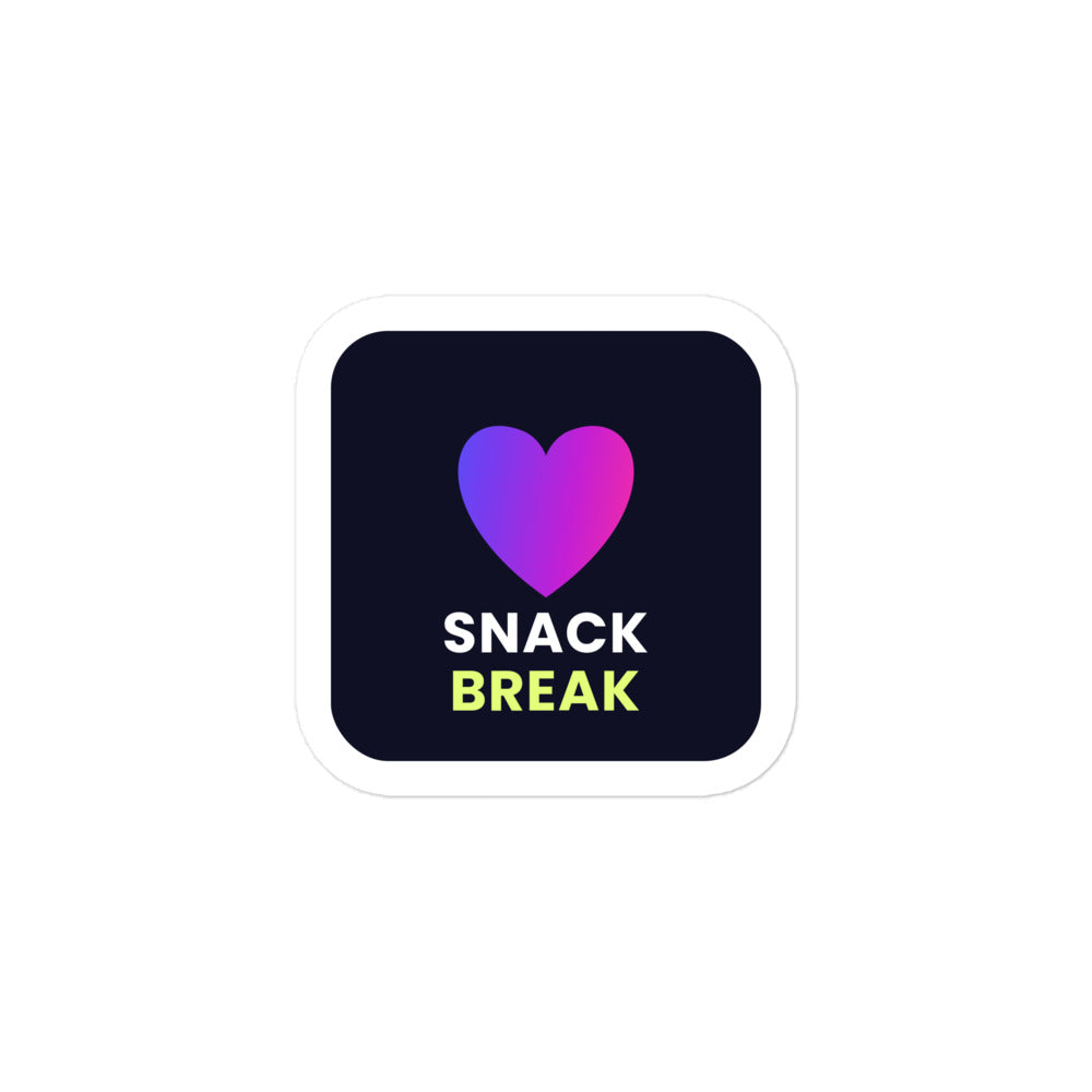 Snack Break Heart Kiss-Cut Sticker — TrendChase gradient design on dark navy