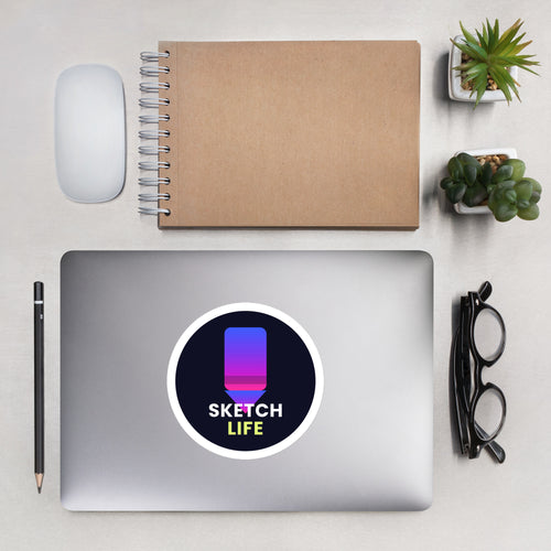 Sketch Life Pencil Kiss-Cut Sticker — TrendChase gradient design on dark navy