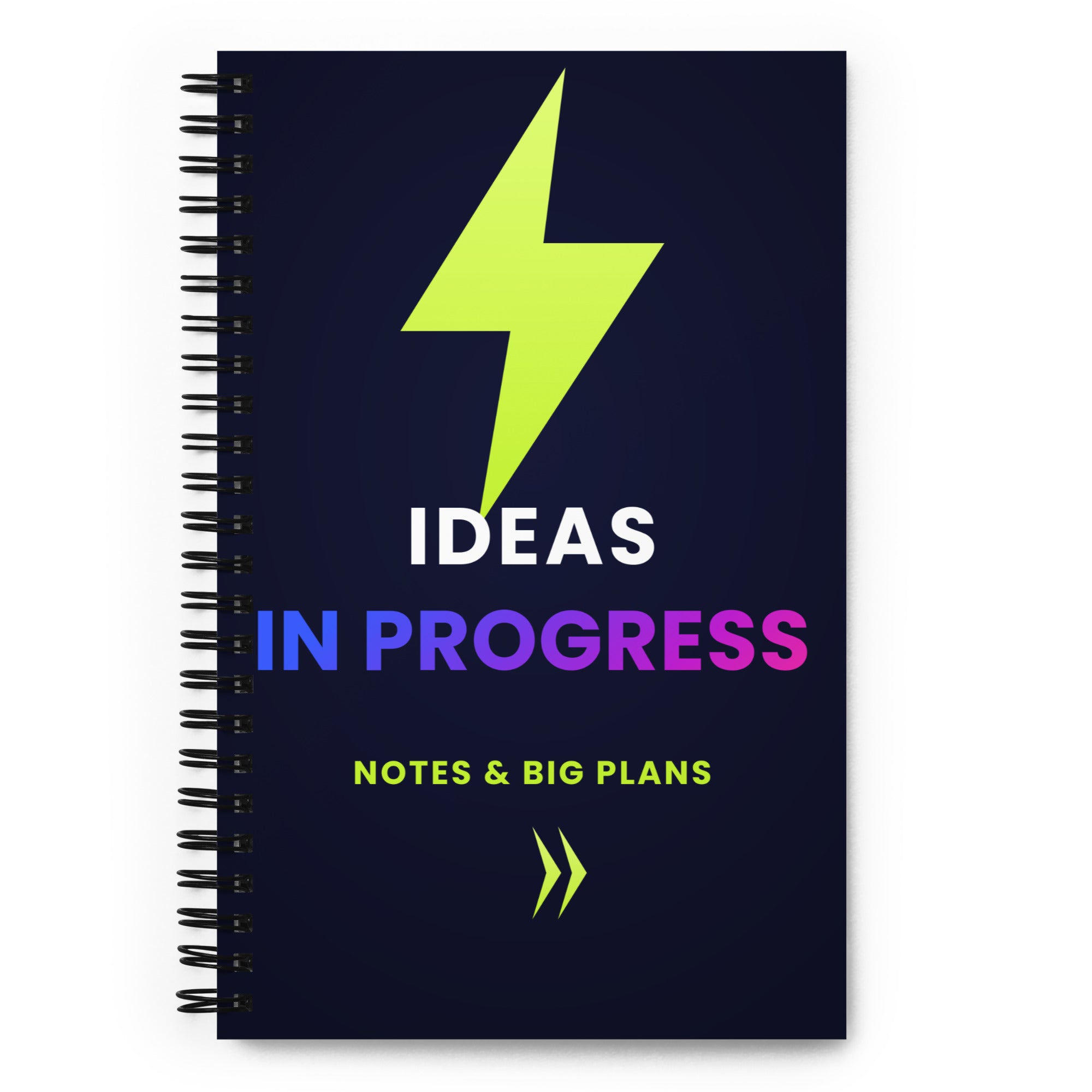 Ideas in Progress Spiral Notebook — TrendChase gradient design on dark navy