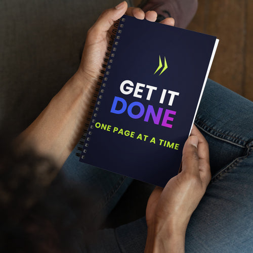 Get It Done Spiral Notebook — TrendChase gradient design on dark navy