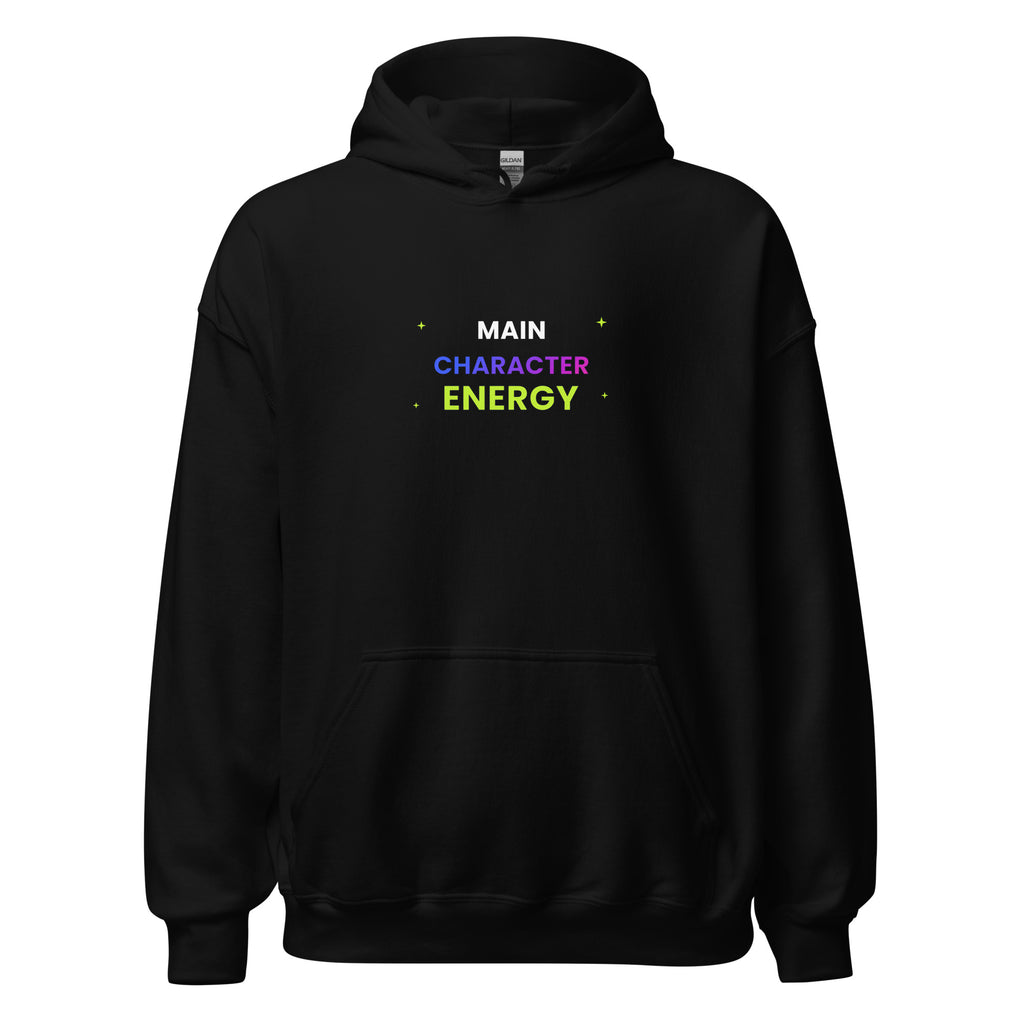 Main Character Energy Aesthetic Hoodie — TrendChase gradient design on dark navy