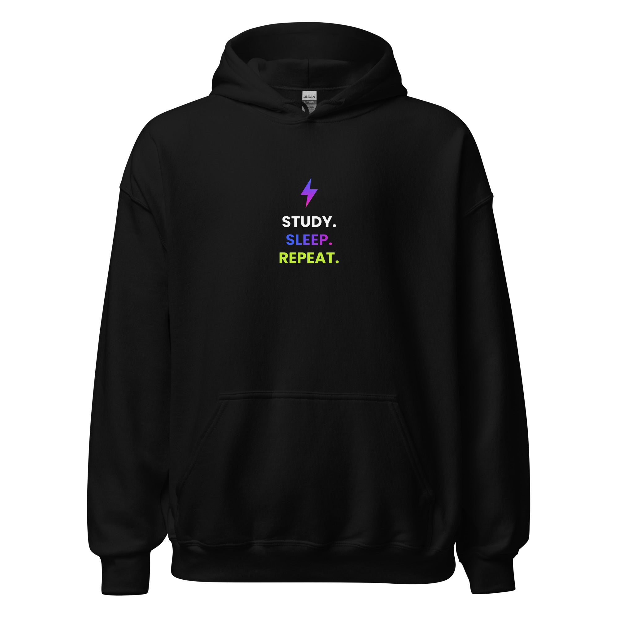 Study. Sleep. Repeat. Minimalist Hoodie — TrendChase gradient design on dark navy