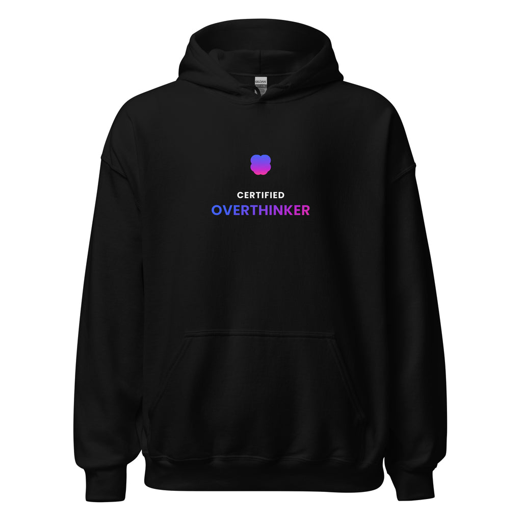 Certified Overthinker Funny Hoodie — TrendChase gradient design on dark navy