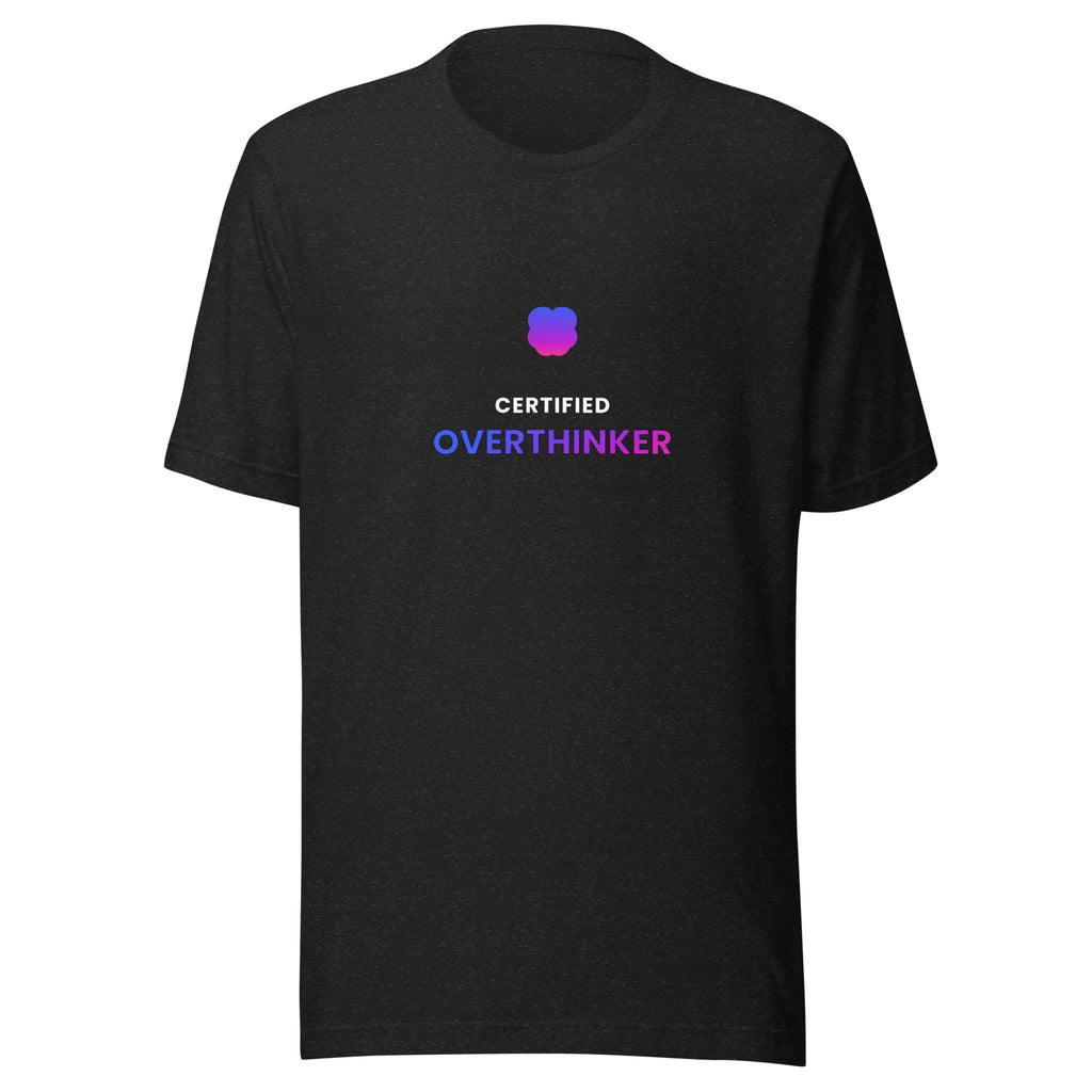 Certified Overthinker Funny Tee — TrendChase gradient design on dark navy