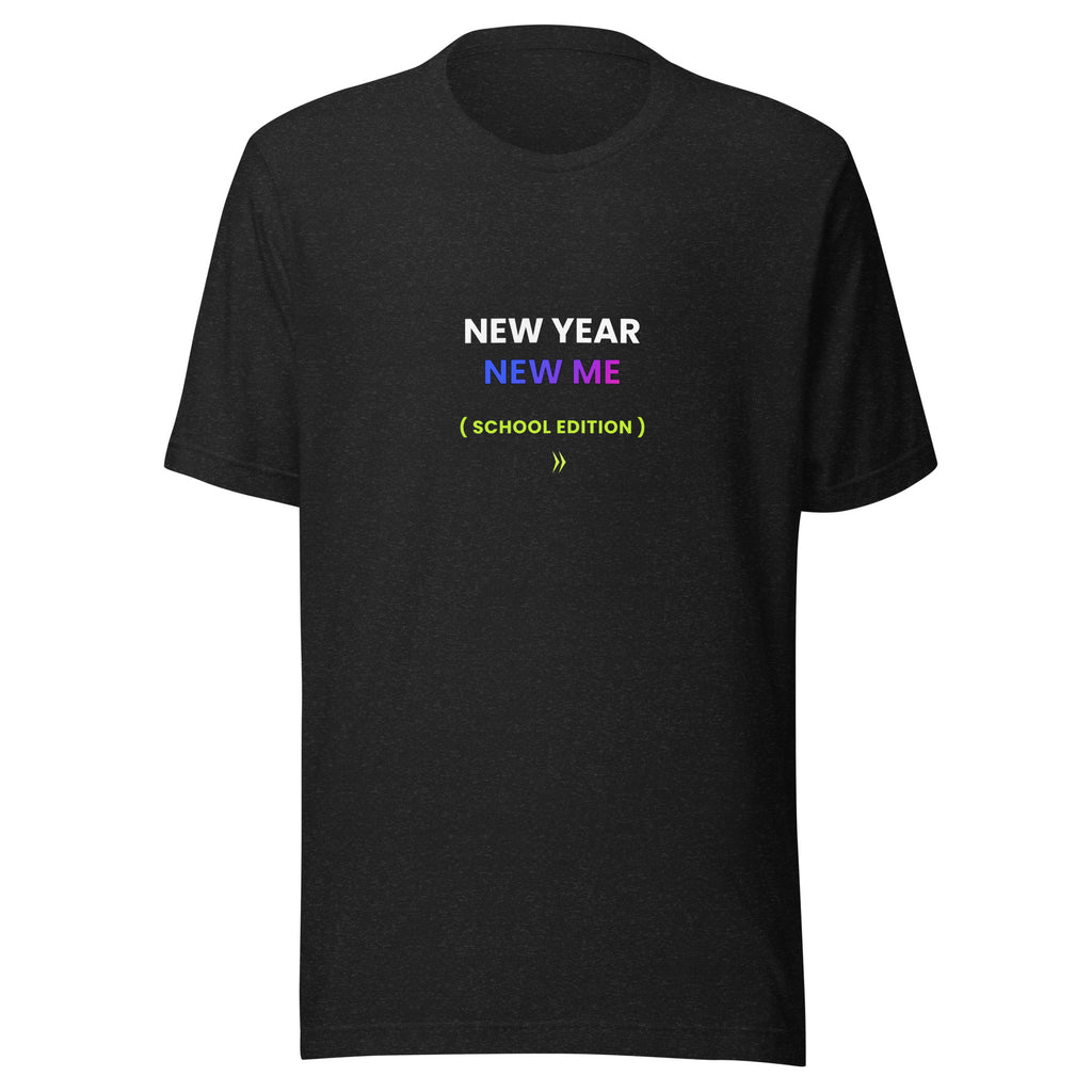 New Year New Me (School Edition) Tee — TrendChase gradient design on dark navy