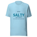 Stay Salty ocean wave graphic t-shirt in ocean blue, coastal surf summer tee